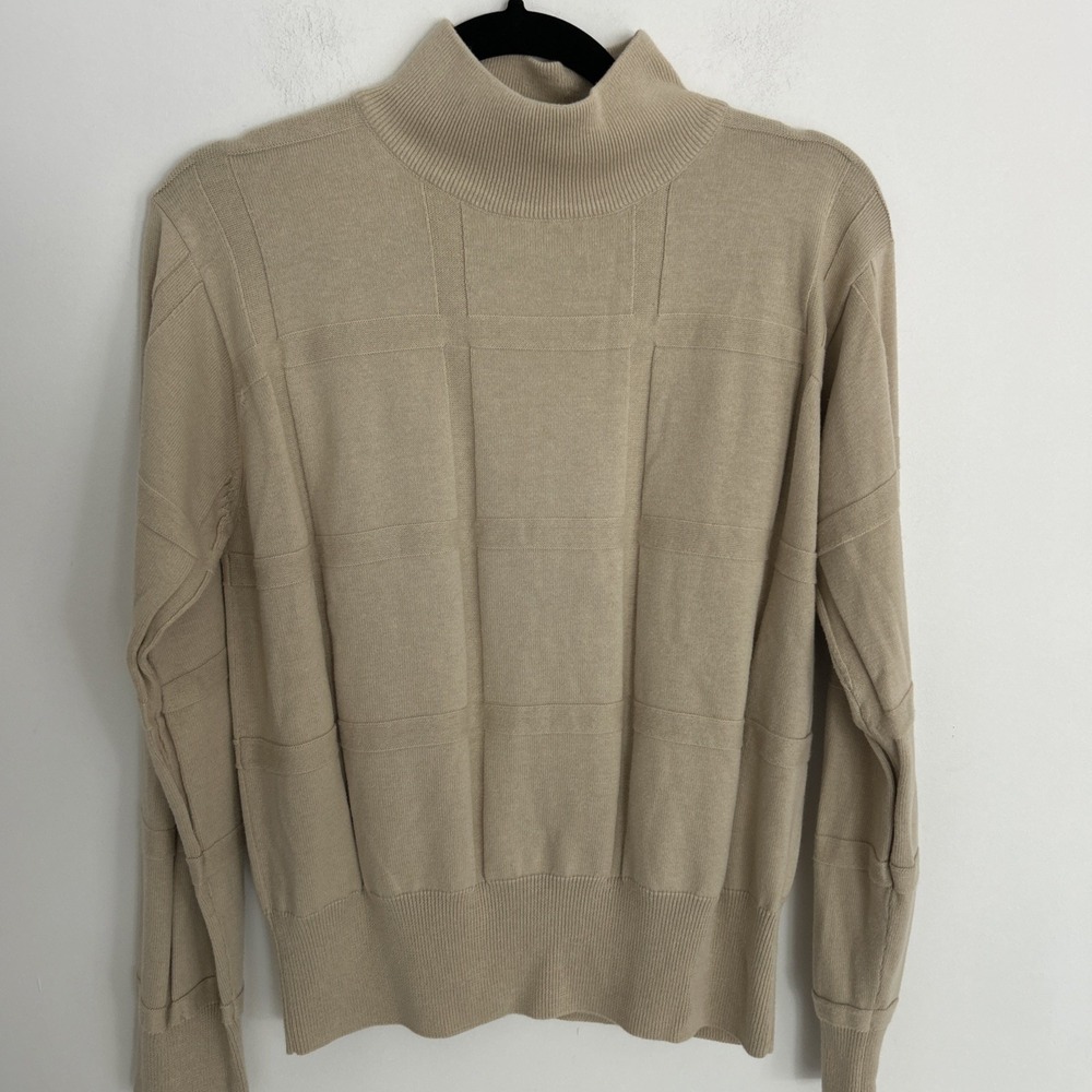 Dress Barn Ribbed Long Sleeve Knit Sweater Women's Beige Neutral‎ Sz Large Comfy